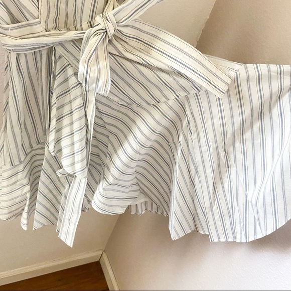 A.L.C. Enzo Dress Stripe Wrap Poplin White Salmon Size 2 NWT - Picture 3 of 9
